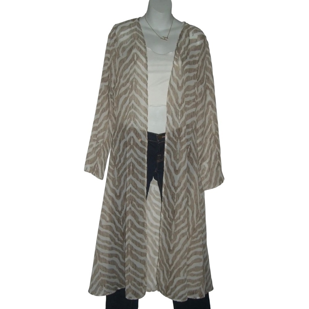 IconSwim Animal Print Duster Zebra Cover Up Cardigan Swim Beach Festival Sheer M